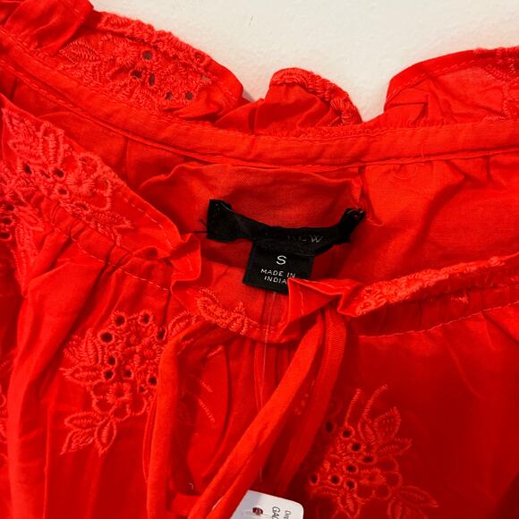 NEW J. Crew Red Embroidered Eyelet Square Neck Blouse Size Small - Picture 3 of 8